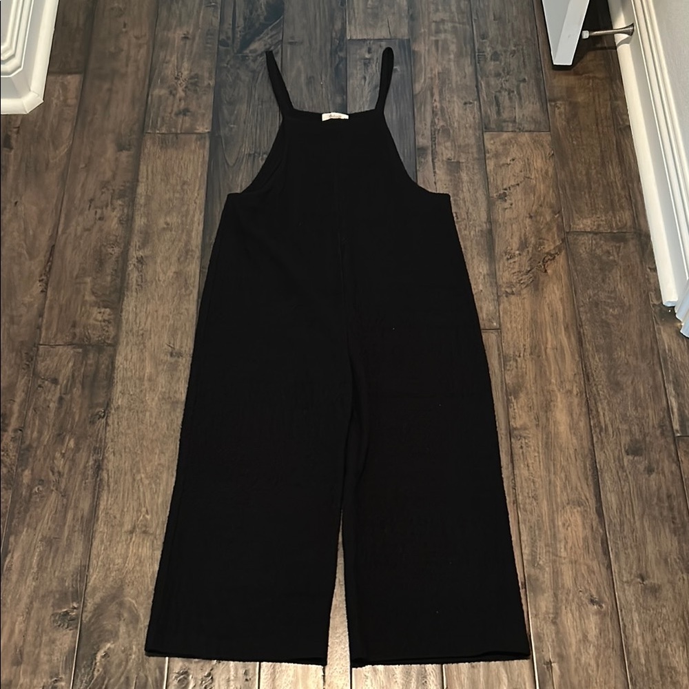Madewell Black Jumpsuit with Wide-Leg and Sleeveless Design